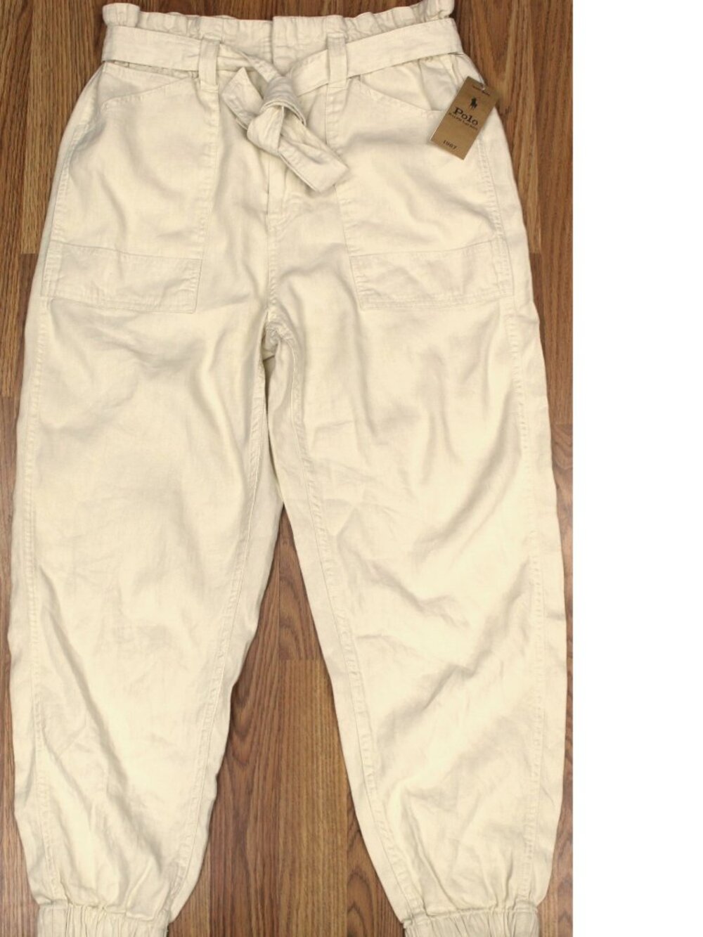 NEW! Sz 27 | POLO RALPH LAUREN Linen/Cotton Belted Straight-Leg Jogger Pant